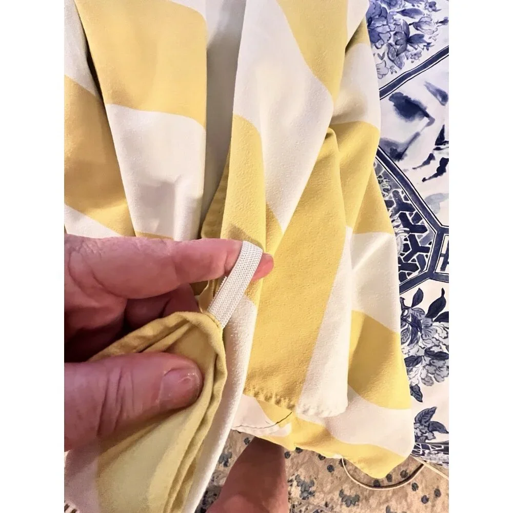 Dock & Bay Quick Dry Towel Yellow White Stripe Beach 100% Recycled 63